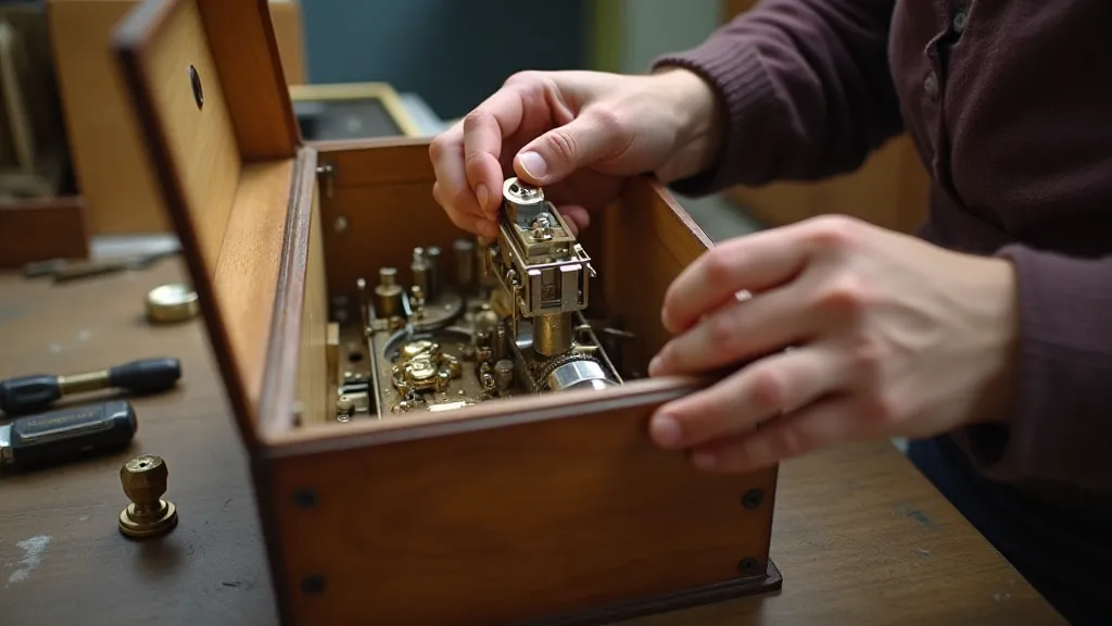 Installing a new music box cylinder