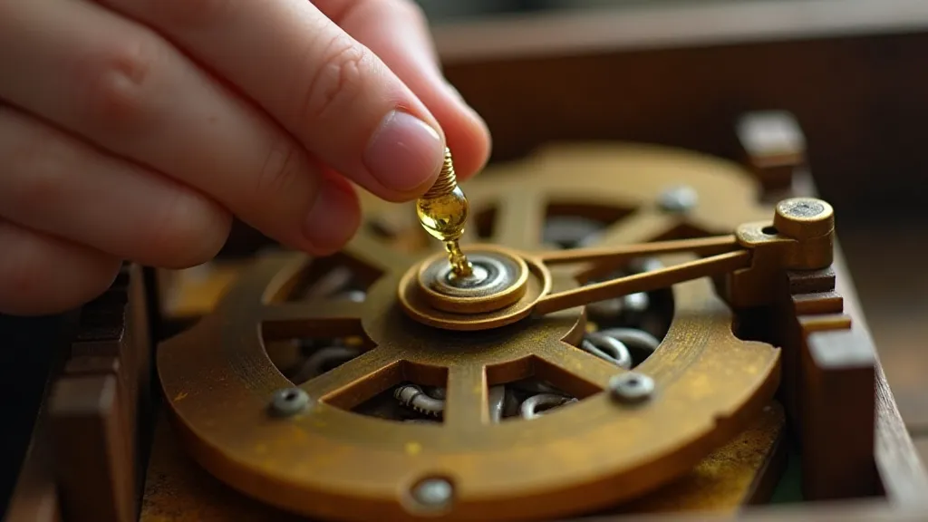 Applying lubricating oil to a music box gear