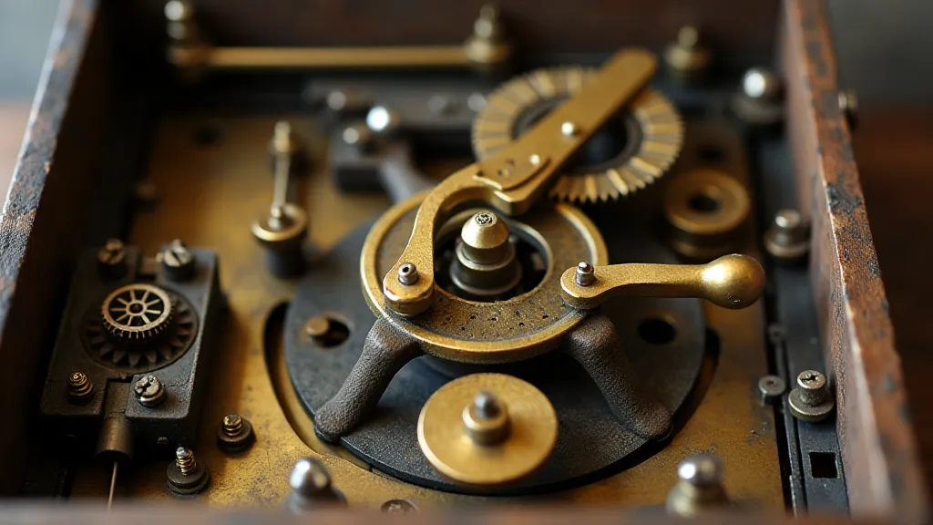 Disassembled antique music box movement