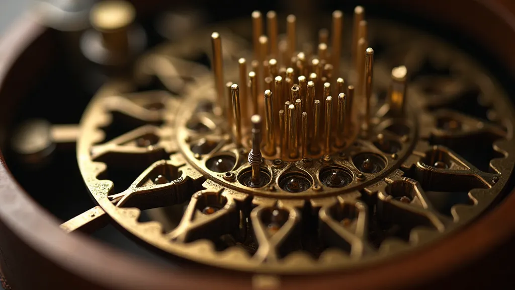 Antique music box cylinder mechanism