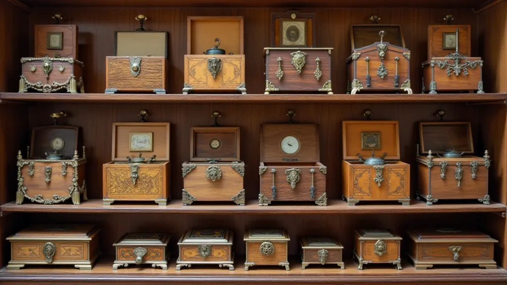 A collection of antique Swiss music boxes
